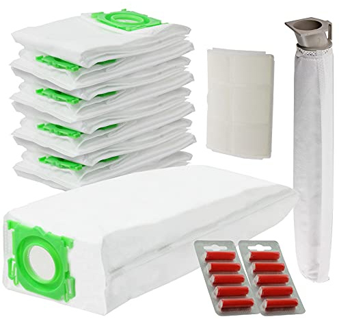 SPARES2GO High Filtration Cloth Bag & Filter Kit Compatible with Sebo X4, X4 Extra Vacuum Cleaner (Pack of 10 Bag & Filter Kits + 10 Fresheners