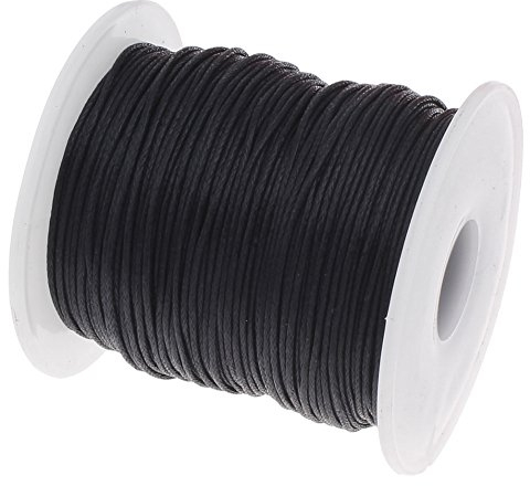 My-Bead Wachsschnur Baumwollschnur 1mm Schwarz 90 Meter stark & reißfest ideal für Schmuckherstellung Makramee Basteln Armbänder Ketten DIY