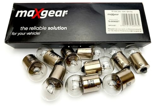 INION 24Volt 10 Stück R10W BA15S 24V 10Watt Nfz LKW Beleuchtung - Glühlampe, Glaslampe, Glühbirne, Soffitte, Lampen.