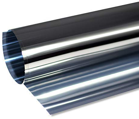 Rapid Teck Fensterfolie Sonnenschutz - 200cm x 91cm - Starke Verspiegelung - Hitzeschutzfolie Fenster 99% UV-Schutz - Spiegelfolie Fenster Sichtschutz - Sonnenschutzfolie Fenster außen