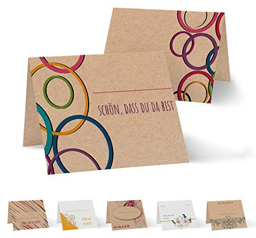 Partycards Tischkarten Hochzeit, Geburtstag, Kommunion, Konfirmation, Taufe - 50 Stück Platzkarten, Bereits Genutet, Einfach zu Beschriften Namensschilder