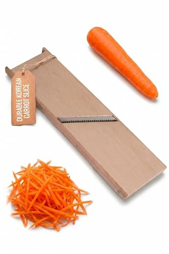 SHSH trade group Small Wooden Stainless Steel Slicer Grater -2.56 x 10.63 Inches - Cutter Shredder For Korean Carrot Russian Salad by