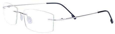 JoXiGo Rimless Lunettes de Lecture Homme Femme Ultra Léger (13g) Sans Monture Métalliques + Sangle de Lunettes (Argenté +3.0)