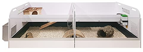 Breker Kleintierstall Meerschweinchenstall – 100 x 80 cm, Nagerstall, Kleintierstall mit Kunststoffwanne - 2er Reihe