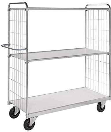 Kommissionierwagen 300 kg, mit 3 Böden, LxBxH 1.790 x 650 x 1.695 mm, verzinkt