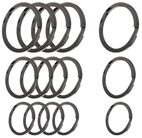Cerbery - Jeu de Porte-Clés en Acier Trempé - 5 x 30 mm, 5 x 25 mm, 5 x 20 mm - Porte-clés Anneau