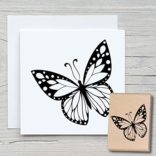 NEWSTAMPS Stempel Schmetterling 04 Motivstempel groß aus Holz & Gummi zum Karten basteln, Holzstempel, Tiere, Tierstempel, Wiese, Scrapbook, Textilstempel, Deko, Kinder