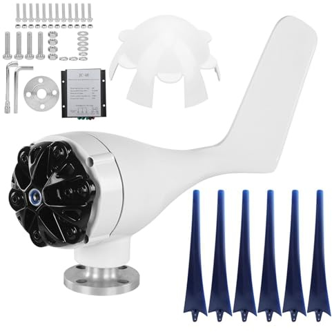800W Windturbinen-Generator, 48V Windgenerator mit 6-Blatt-Design, 2,0 m/s Niedrige Startgeschwindigkeit, Permanentmagnet-Rotor für Boote Terrassen Kabinen