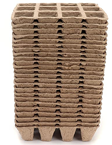 Jeffergarden 24 Packs Peat Pots Seedling Starter Trays, 12 Cells Seedling Pots Germination Trays, Organic Plant Starter Nursery Cup Kit