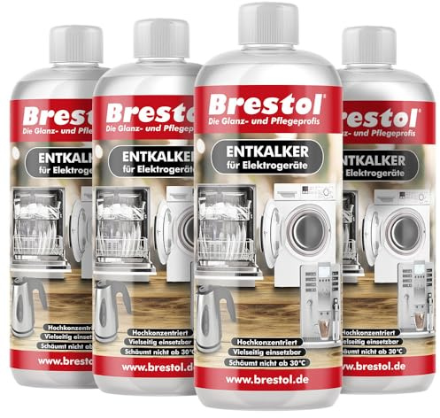 BRESTOL® ENTKALKER 4x1000ml Konzentrat - Entkalkungsmittel für Elektrogeräte - Kaffeevollautomaten Filterkaffeemaschinen Kapselkaffeemaschinen Wasserkocher Spülmaschinen Waschmaschinen Bügeleisen uvm.