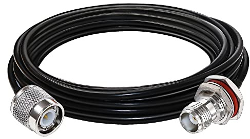 TUOLNK Câble de raccordement TNC RG58 Prise mâle TNC vers cloison femelle TNC Câble d'extension d'antenne Wifi Câble coaxial à faible perte de 16,4 pieds (5 M) pour antenne sans fil Radio jambon