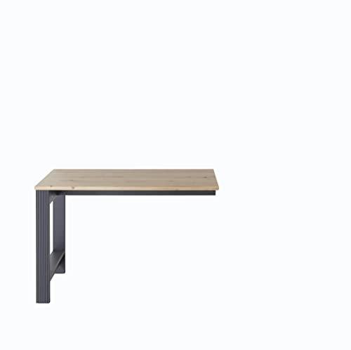 möbelando Schreibtisch-Winkel Ansteckplatte Erweiterung Tischplatte Büromöbel Jillana I Graphit/Artisan Eiche