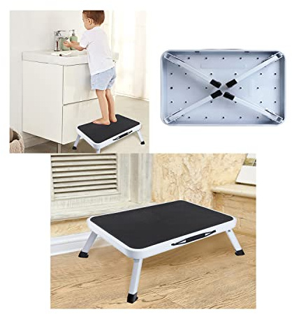 Escabeau pliable à 1 marches - Charge maximale : 150 kg - Pour cuisine, maison