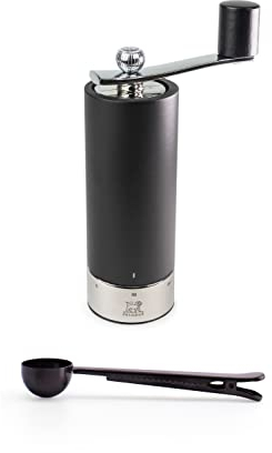 Peugeot Isen u'Select Salt & Pepper Mill Gift Set, 18cm-7in, Black - With Stainless Steel Spice Scoop & Clip (Salt Mill)