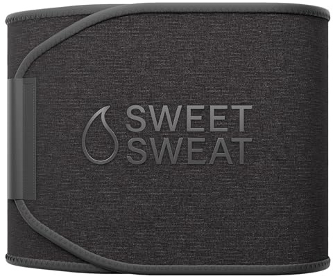 Sports Research Sweet Sweat Waist Trimmer (Core Series) - Premium Sweat Enhancing Fitness Band for Women & Men - Adjustable Fit · Latex-Free Neoprene - Matte Black, Medium