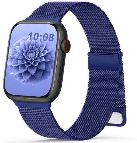 Yoohoo Milanese Loop for Apple Watch Straps 44mm 45mm 46mm 49mm Women & Men | Dual Magnetic Clasp,Adjustable Metal Bands for iWatch Series 11 10 9 8 7 6 5 4 2 1 SE2 SE3 Ultra2 Ultra3,Blue