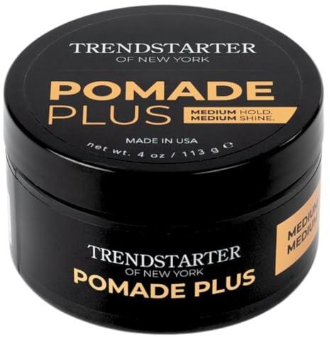 TRENDSTARTER - POMADE PLUS (4oz) - Medium Hold - Medium Shine - Premium Flake-Free Water-Based Premium Hair Styling Gel Product for All Hair Types - All-Day Reliability