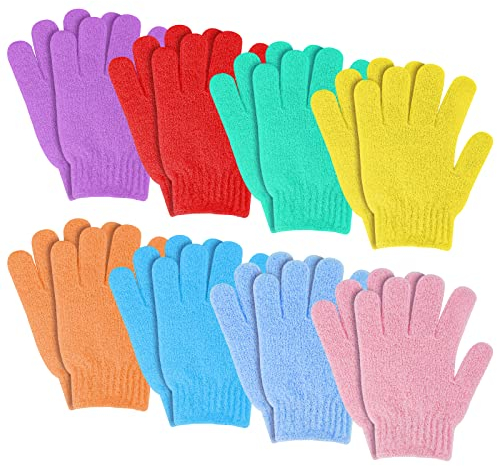 Sibba 8 Paar Peeling Handschuhe Für Duscheundefined Natürliche Luffa Waschhandschuhe Körper Und Gesichtundefined Abgestorbene Hautentfernerundefined Doppelseitige Mikrofaser Dusch Körperhandschuhe