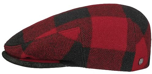 LIERYS Check Driver Flatcap Herren Schwarz-Rot Kariert Schirmmütze 100% Schurwolle Baumwollfutter Made in EU Sommer Winter schwarz-rot 58 cm