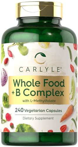 Carlyle Vitamin B Complex Whole Foods Blend | 240 Capsules | Daily Multivitamin for Men and Women | with B1, B2, B6, B12, Folate, Niacin, and L-Methylfolate | Non-GMO & Vegetarian Supplement