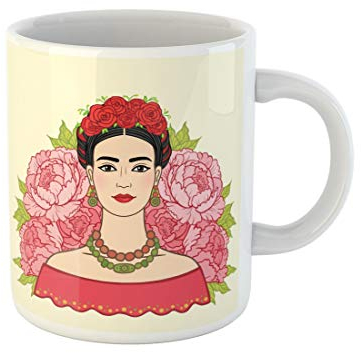 874 Taza Cerámica Retrato De La Bella Niña Mexicana En Rosas Antiguas Porcelana Taza De Café Divertido Porcelana 330Ml Para Hombre,Oficina,Mamá