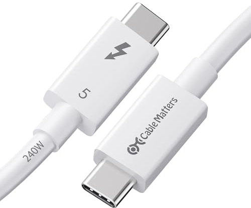 Cable Matters [Intel zertifiziert] 80 Gbit/s Thunderbolt 5-Kabel mit bis zu 120 Gbit/s Bandbreiten-Boost und 240 W Ladung, 1 m, kompatibel mit Thunderbolt 4, USB4 und USB C, Weiß