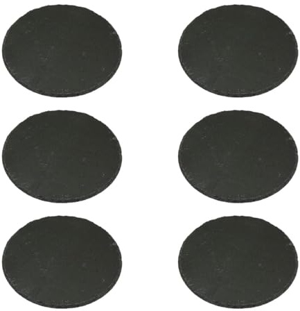 Schieferplatten 6er Set rund 20cm schwarz - Schiefer Untersetzer als Servierplatte, Dekotablett, Servierteller, Sushi Platte und Käseplatte - Deko Steinplatte zum Beschriften als Esstisch Tischdeko