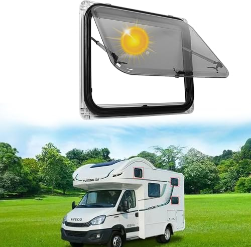CHHMAELOVE Wohnmobil-Fenster mit doppelschichtigem Acryl-Schirm und Netz-Schirm, UV-Schutz, Wohnmobil-Ausgangsfenster, passend für 3,1–8,1 cm Dicke Wände,1000x600mm