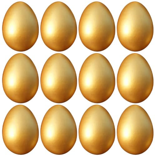 VICASKY 12stücke Teiliges Goldene Ostereier Aus Holz DIY Malset Für Kreative Dekorative Ostereier Für Bastelprojekte Und Partys Für Ostern Und Familienaktivitäten