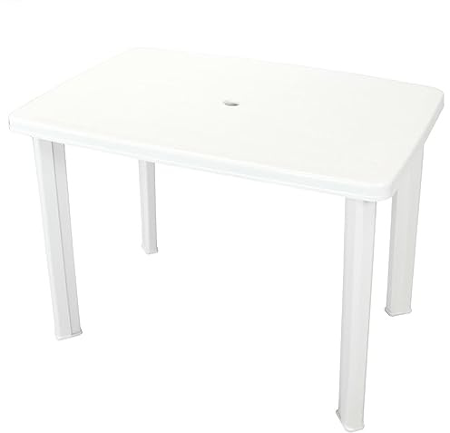 Mengtu Gartentisch Mit Schirmloch Garten Esstisch Campingtisch Tisch Terrassentisch Balkontisch Campingtisch Partytisch Weiß 101 x 68 x 72 cm Kunststoff Gartenmöbel