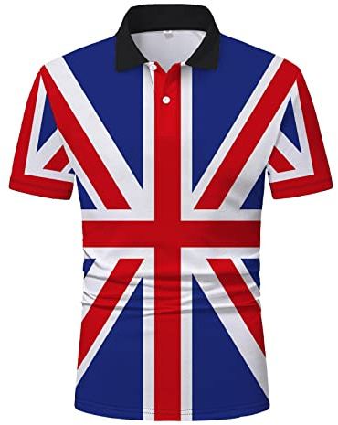 England t-shirt herr – Union Jack – Storbritannien flagga t-shirt herr – UK Great Britain skjorta – polotröja med union jack-flagga – pikétröjor män kortärmad – sweatshirt sommar fritidsskjorta