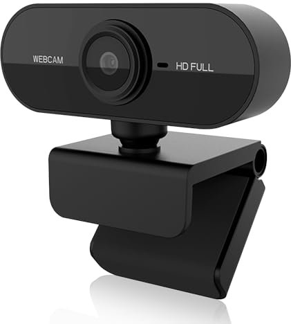 DINGBLUE 1080P FHD Webcam with Noise-Cancelling Mics, Auto Light Correction, 360° Mounts, Plug&Play USB for Conference Calling, Gaming, Study