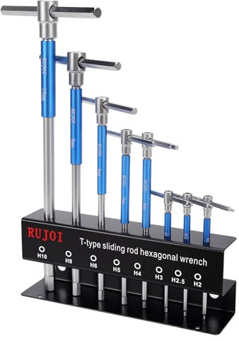 RUJOI Set di chiavi esagonali con manico a T, chiavi a brugola metriche da 2 a 10 mm, con manico scorrevole, custodia pieghevole portatile per riparazioni di biciclette, manutenzione automobilistica e