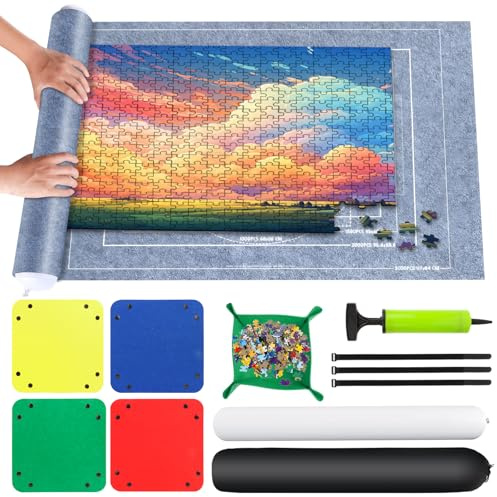 VFANDV Tapis de puzzle portable pour puzzle de 1000 à 3000 pièces, 100 x 140 cm (gris)