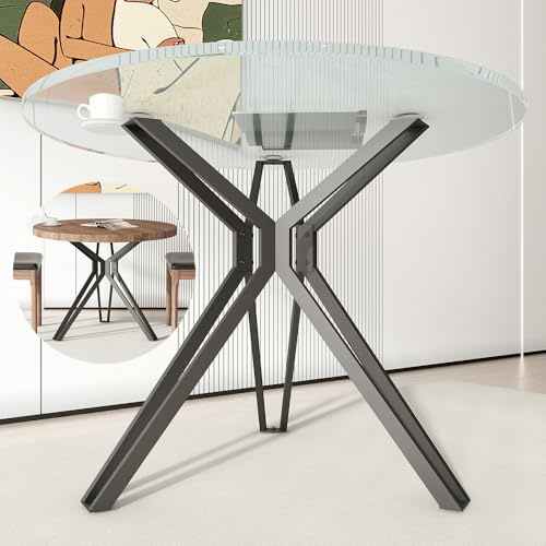 HEONITURE 30 Inch Metal Pedestal Table Base with Suction Cups, DIY Coffee or Dining Table Legs Fits Glass, Marble, Wood Tops (Black, 30 inch) (1, X Shape)