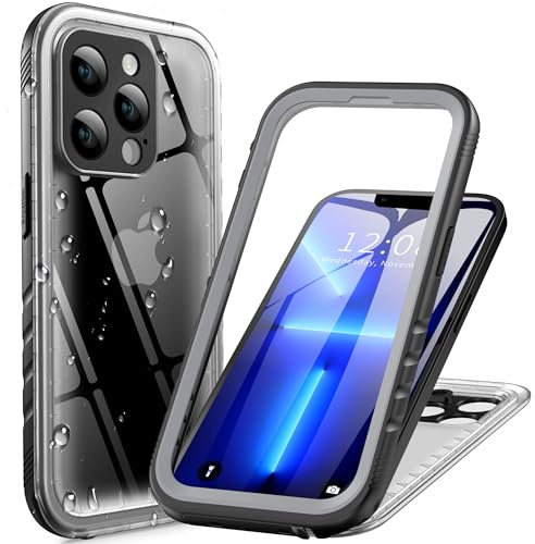 Cozycase IP68 wasserdichte Military Soßfeste Hülle für iPhone 13 Pro Clear 360 Grad Komplettschutz Panzerhülle Outdoor Waterproof Full Case Staubschutz Rundumschutz Baustellen Wasserfest Handyhülle