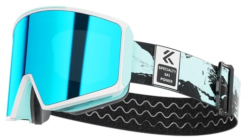 KAPVOE Gafas de Esquí Mujer hombre Gafas de Snowboard 100% Protección UV400 Gafas de Ski Gafas Nieve Anti Niebla Ski Goggles Adultos Juventud Máscara de Esquí Compatible con Casco Azul 09