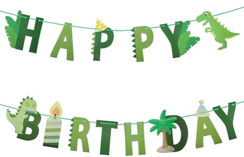 Dinosaur Birthday Decorations Banner, Dinosaur Party Decorations Happy Birthday Banner, Dinosaurs Party Supplies for Kids Birthdays Parties