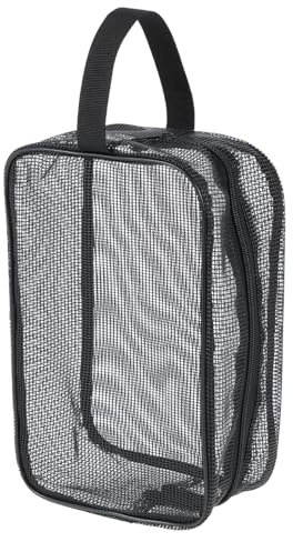 LLOUSSAK Mesh Shower Caddy Bag, Black Portable Mesh Accessories Organizer Travel Shower Bag Small Mesh Toiletry Bags for Traveling Toiletry Organizer Bag for Gym Travel Camping