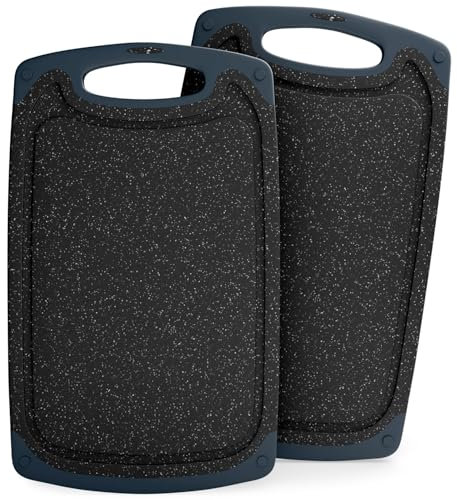 Blumtal Frühstücksbrettchen Kunststoff 25x15 cm im 2er Set - Brettchen spülmaschinenfest - Frühstücksbretter Kunststoff BPA-frei - Schneidebrett spülmaschinenfest - Schneidebrett klein Grau melliert