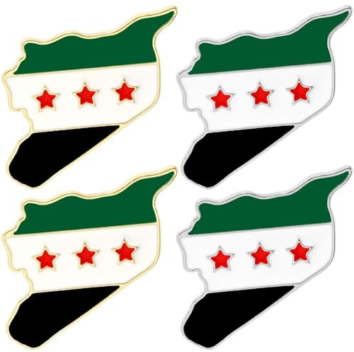4 Stück Syrische Flagge Brosche Pins, Syrien Flagge Brosche Pin Abzeichen, Metall Anstecknadel Vintage Metall Abzeichen Emaille Brosche Kleidung Anstecknadeln Für Männer Frau