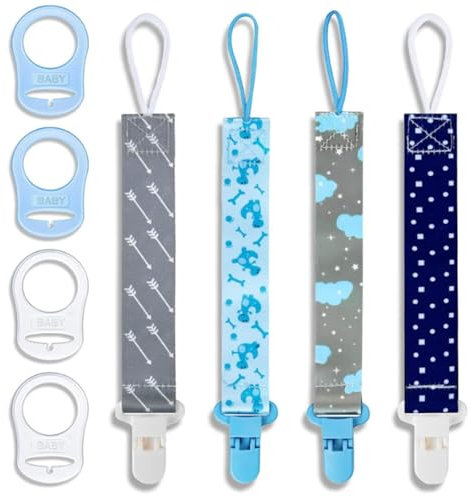 Yesimola 4Piezas Chupetes de Clip Bebé,Chupete Cuerda Tela Suave Cadena para Chupete,Cadena de Chupetes para niños y niñas,con Clip Reutilizable Cadena Chupete Bebe de Cinta para Evita Chupete Pierda