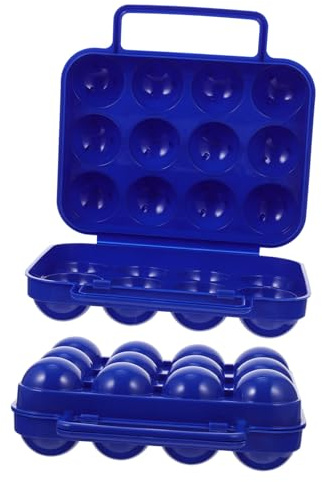 SEWACC Boîte à Œufs en Plastique Bleu 2 Pièces, Porte-œufs pour 12 Œufs, Protection pour Réfrigérateur et Camping