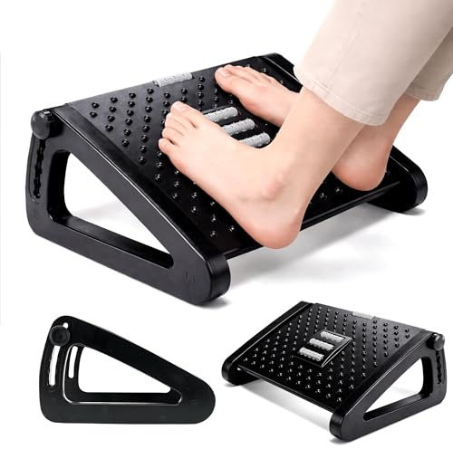 Height Adjustable Foot Rest for Under Desk with 6-Angle Setting - Non Slip Under Desk Footrest for Couch - Support Stool for Office and Home - Office Desk Accessories for Long Sitting