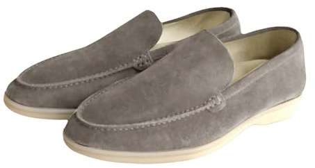 Mocassins à enfiler pour homme, Mocassins larges pour homme, Chaussures plates décontractées en toile pour homme, Pantoufles rondes, souples et légères, en daim uni, beige, 47