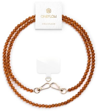 ONEFLOW Perlen Handykette Universal zum Umhängen, Handyband für Hüllen, Glitzer Perlen Kette ohne Handyhülle, Abnehmbar mit Karabiner für alle Smartphones, Chainless Paradise Pearls