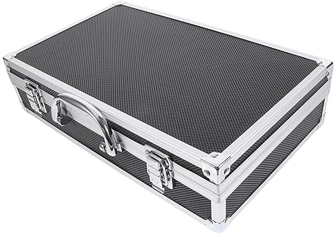 Microphone Storage Suitcase Black Aluminum Alloy for Two Handheld Mics