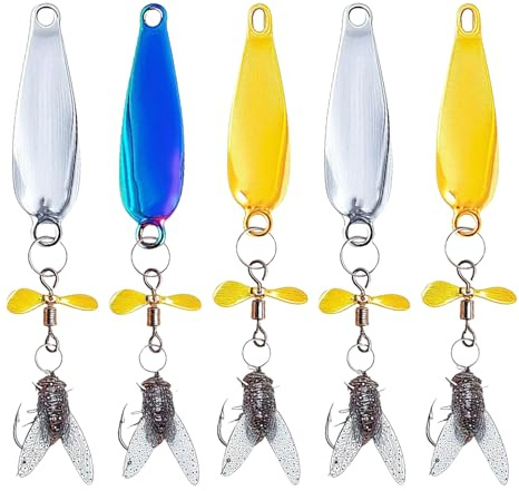 Esche da pesca per trota - Esca Pesci Cucchiaino Acqua Dolce 5 Pezzi - Attrezzatura Esca Riflettente per Trota Fiume Luccio Siluro E Altro