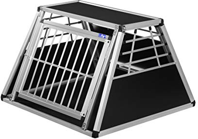 ALPUNA Transportbox N72 – Aluminium Hundebox 92×93×63 cm – Auto Hundebox mit Notausstieg, sicherer Hundetransport im Kofferraum mit Stoßstangenschutz