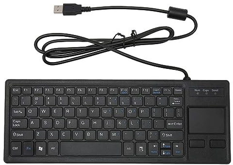 Annadue Tastiera USB Cablata con Touchpad, Tasti a Forbice Tipo X, Hub USB Integrato, Layout QWERTY UK, Design Ultra Sottile e Compatto, Nera